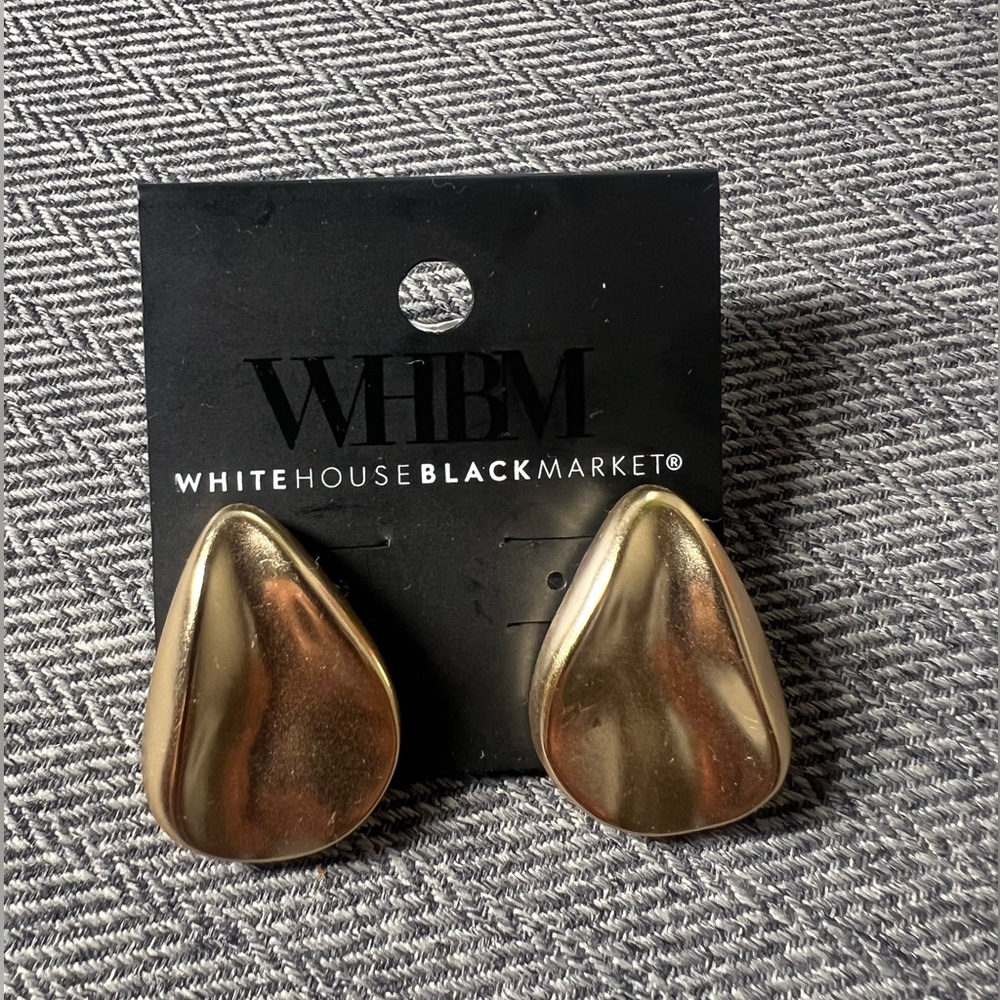White House Black Market Gold-Tone Teardrop Stud Earrings NWT